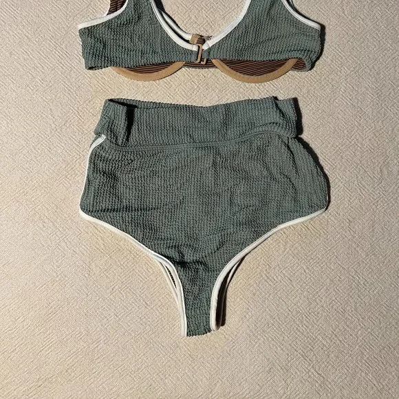 Acacia Swimwear, High waist, Bikini, Pretty Green Color, Worn only ONCE